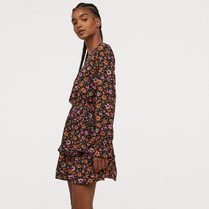 H&M Black Floral Short dress New